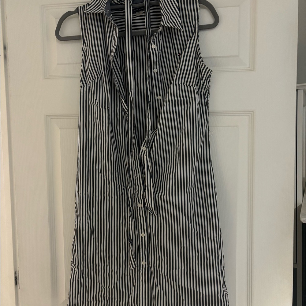 Black and White Tommy Hilfiger Striped Sleeveless Dress